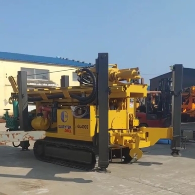 Plate-forme de forage de puits d'eau diesel Gl400s 400m Châssis de voie en acier hydraulique Dth